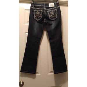 Miss Chic Womens Dark Blue Thick Stitch Bling Bootcut Jeans MC1518C Sz 7 29x29